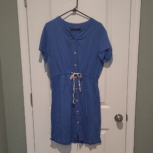 Blue Button-Down Dress